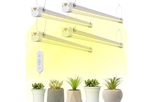 FREELICHT T8 LED Grow Light with Timer, 2FT Full Spectrum, 120W(4 x 30W), 4 Installation Methods, 5000K Linkable Grow Light Strip, 9/12/15H Timer, Indoor Plant Lights for Plant Shelf, Seeding, 4 Pack