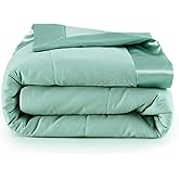 COMFLIVE Down Alternative Blanket - Twin Size Lightweight Blanket with Satin Trim for All Seasons- Moisture Removal Treatment 90"x68" (Green, Twin)