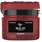Rolio Premium Mica Powder - Burgundy (100G / 3.5 oz) - 1 Jar of Red Pigment Powder for Epoxy Resin, Dye, Soap Making, Nail Polish, Paint, Candle Making, Bath Bombs, Slime