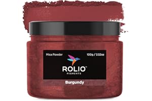 Rolio Premium Mica Powder - Burgundy (100G / 3.5 oz) - 1 Jar of Red Pigment Powder for Epoxy Resin, Dye, Soap Making, Nail Polish, Paint, Candle Making, Bath Bombs, Slime