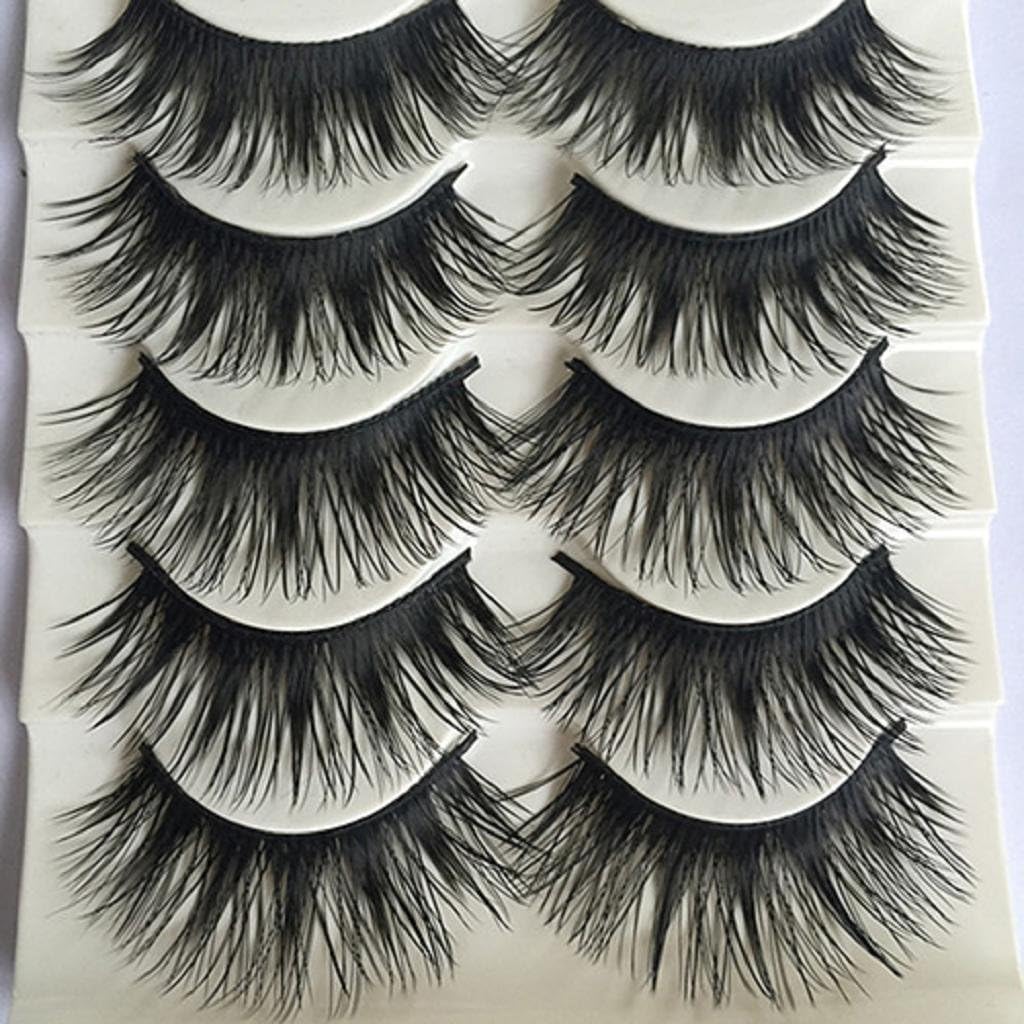 DAEDALUS® 5 Pairs Natural Long Fake Eye Lashes Thick False Eyelashes Black Makeup Tool