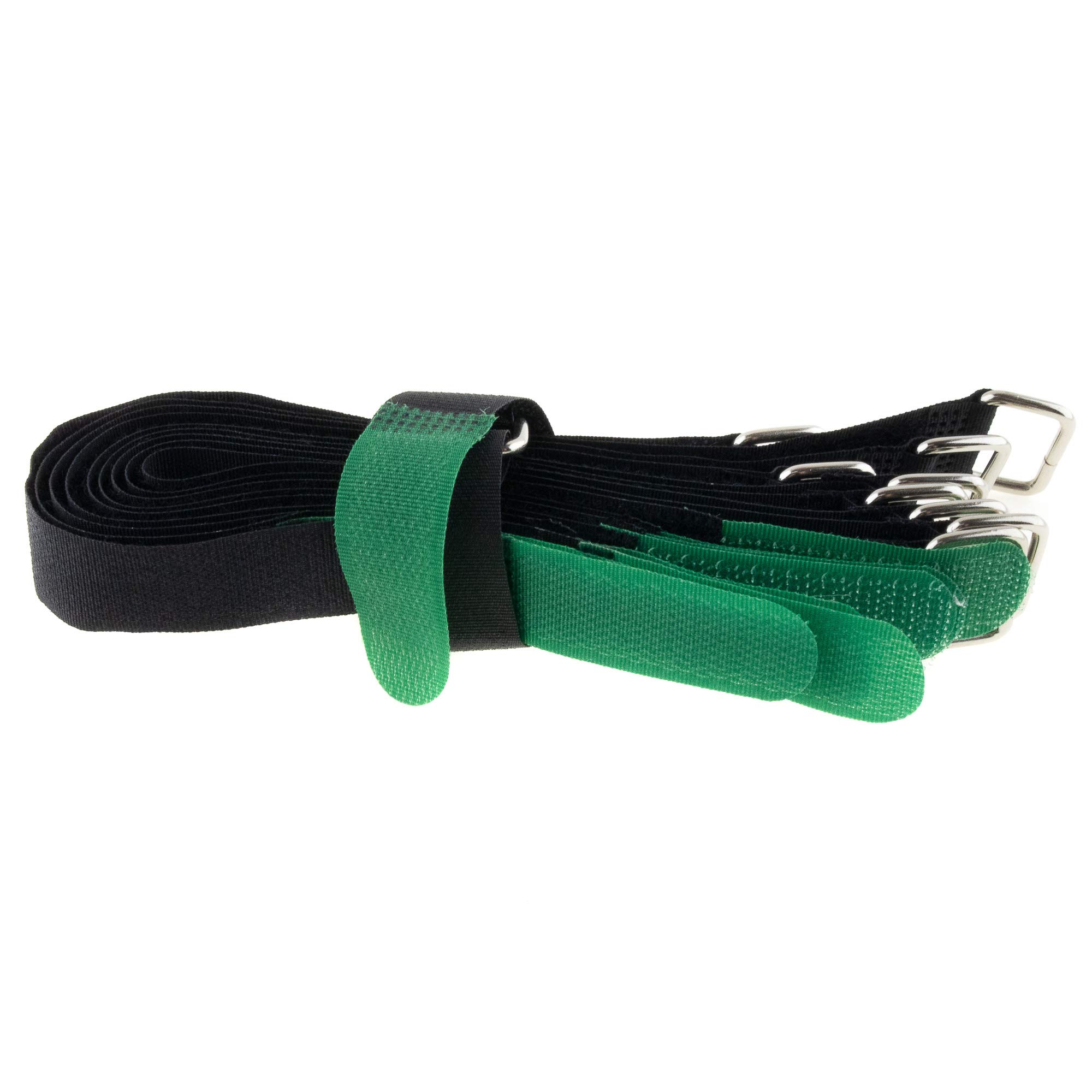 10 x Velcro Cable Ties 300 x 20 Black/Green Fleece Velcro Equilateral Velcro Ties