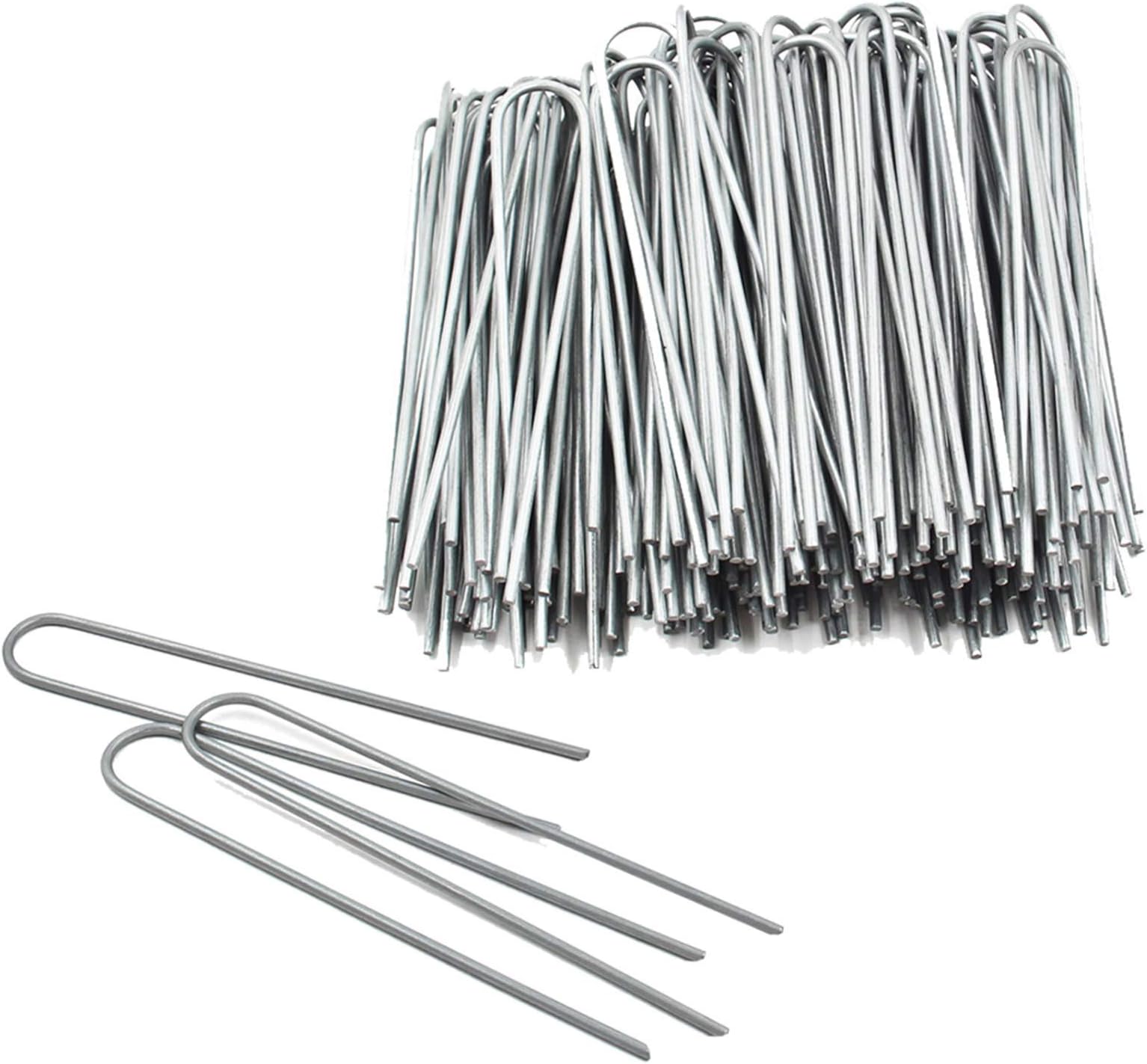 TQVAI 150 Pack Landscape Staples, 6 Inch 11 Gauge Garden Stakes, Galvanized U-Shaped Pins for Weed Fabric, Fence, Lawn, Yard