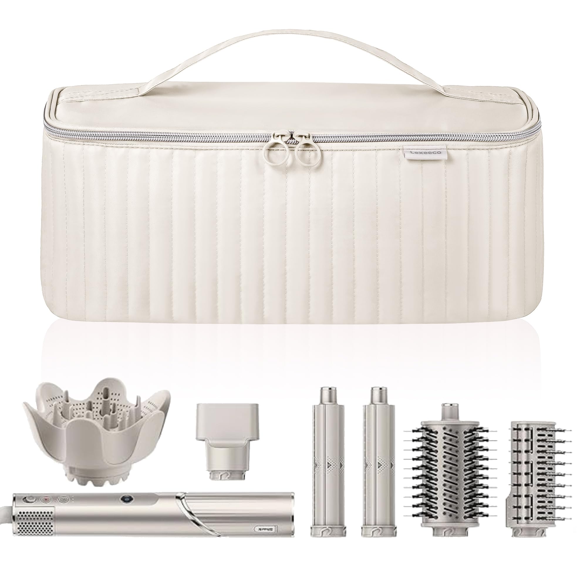 Photo 1 of Lexeeco Travel Carrying Case for Hair Dryer Shark Flexstyle Dyson Airwrap Brush Hair Accessories Tools Storage Bag for Revlon Hairdryer Styler Organizer (Beige)