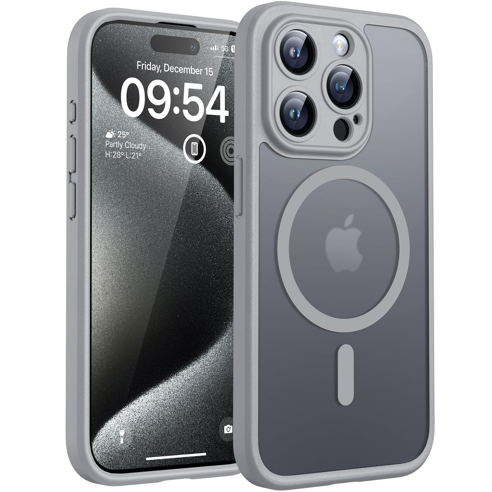 Photo 1 of TOCOL Magnetic for iPhone 15 Pro Case, Upgraded Full Camera Protection, Compatible with Magsafe, Drop Protection, Translucent Matte Back Bumper Phone Cover 6.1-Inch (Gray)