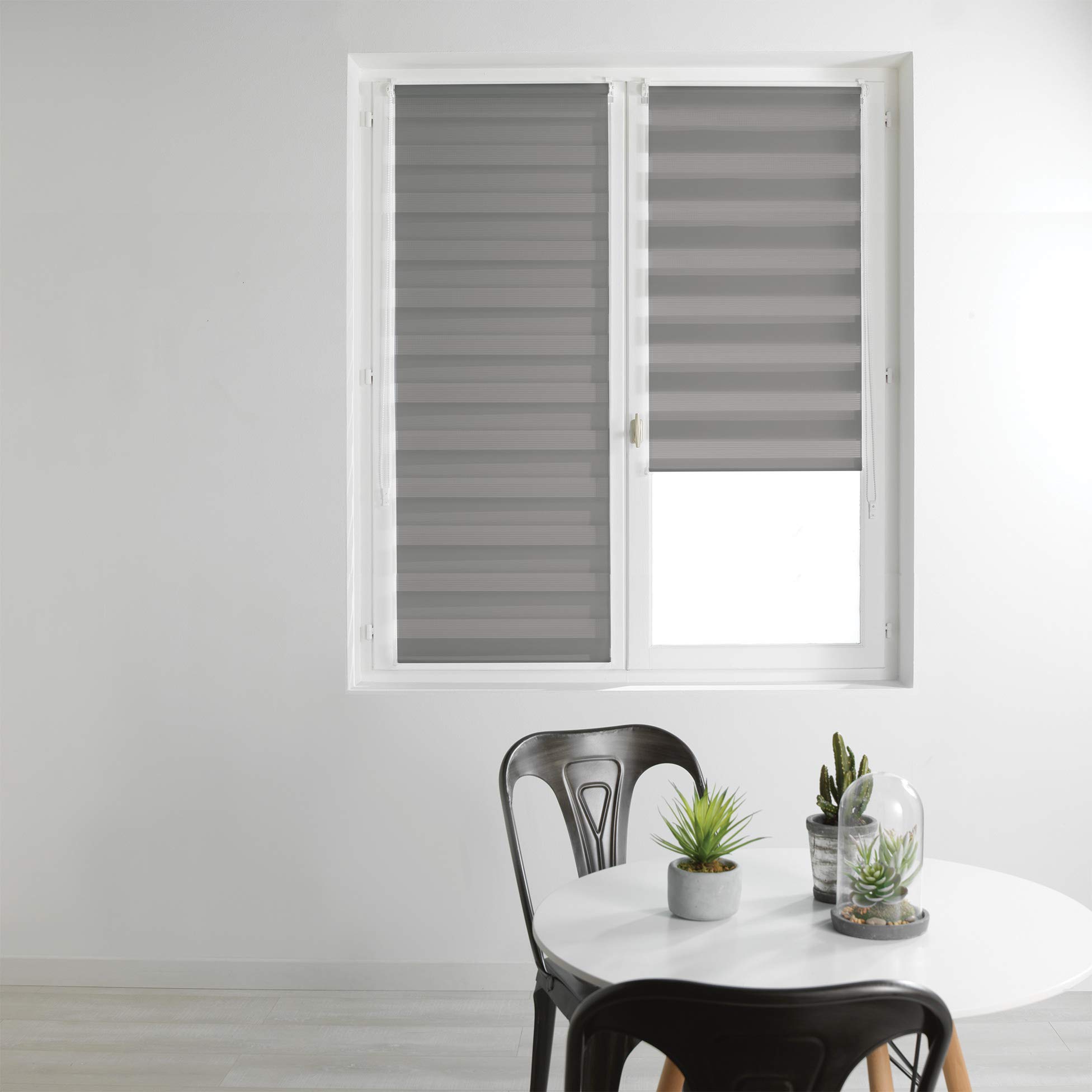 Douceur d'interieur Day and Night Roller Blind, Daynight, Grey, 45 x 180 cm