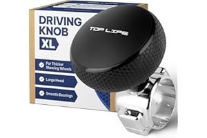 Top Life Truck Steering Wheel Knob - Silicone-Coated for Better Grip - XL Spinner for Thick Wheels - for Heavy Duty, Vans, Pi