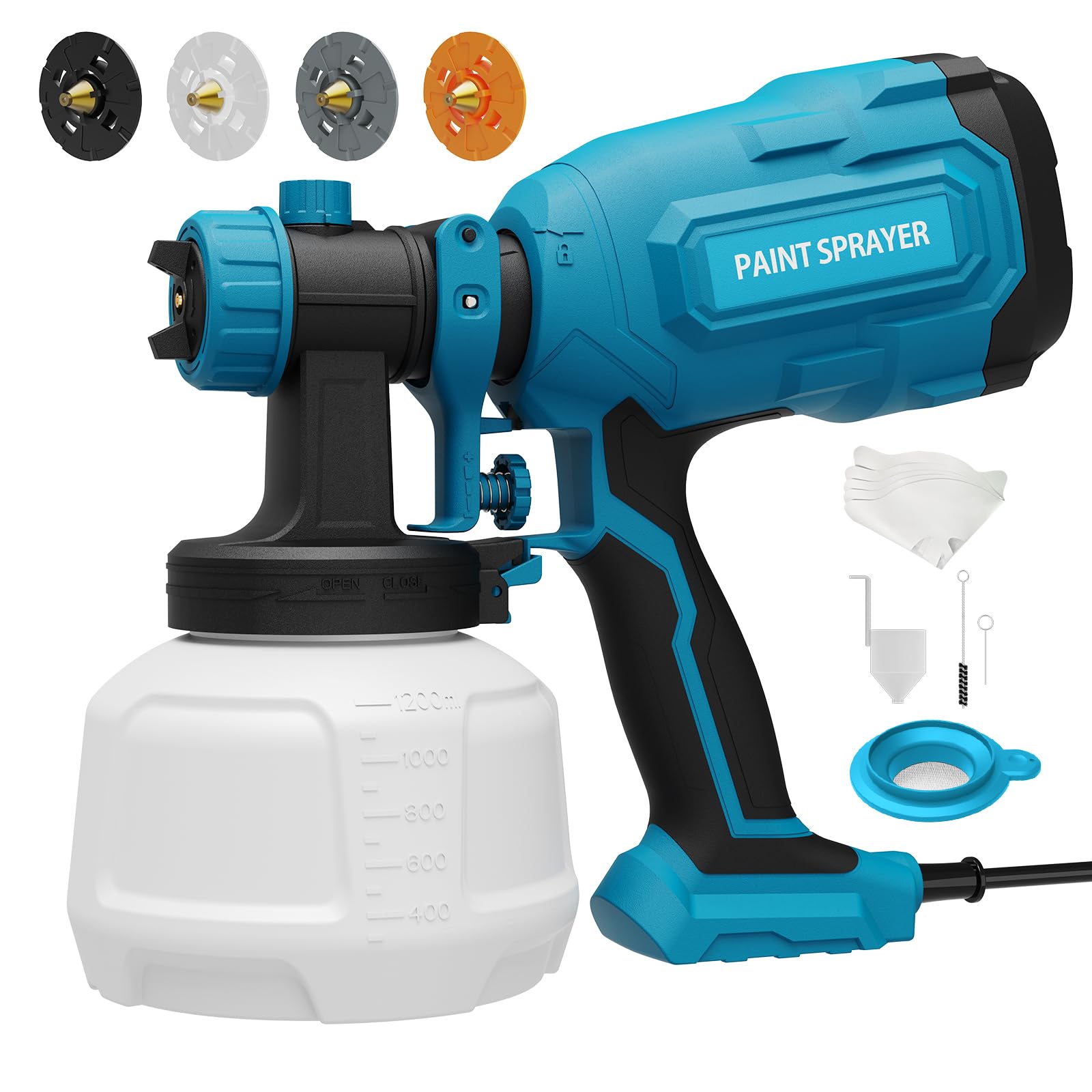 Photo 1 of Paint Sprayer, 700W HVLP Spray Gun with 4 Brass Nozzles & 3 Patterns, Paint Gun with Adjustable Spray Width