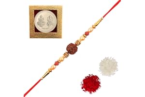 Amba Handicraft Rakhi/Rakhi for Brother/Rudraksha Rakhi/Send rakhi to USA/Rakhi for Brother with Gift Set/Rakhi Bracelet/rakhi for brother and bhabhi/Rakhi Set of 2