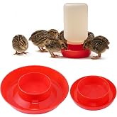 Enhon 2PCS 2 Sizes Quail &amp; Chick Waterer Base, No Drown Water Base, Red | Safety Waterer and Feeder, Compatible with 2.5inch Threaded Neck Bottle for Brooding Chicks(Bottle not Included)