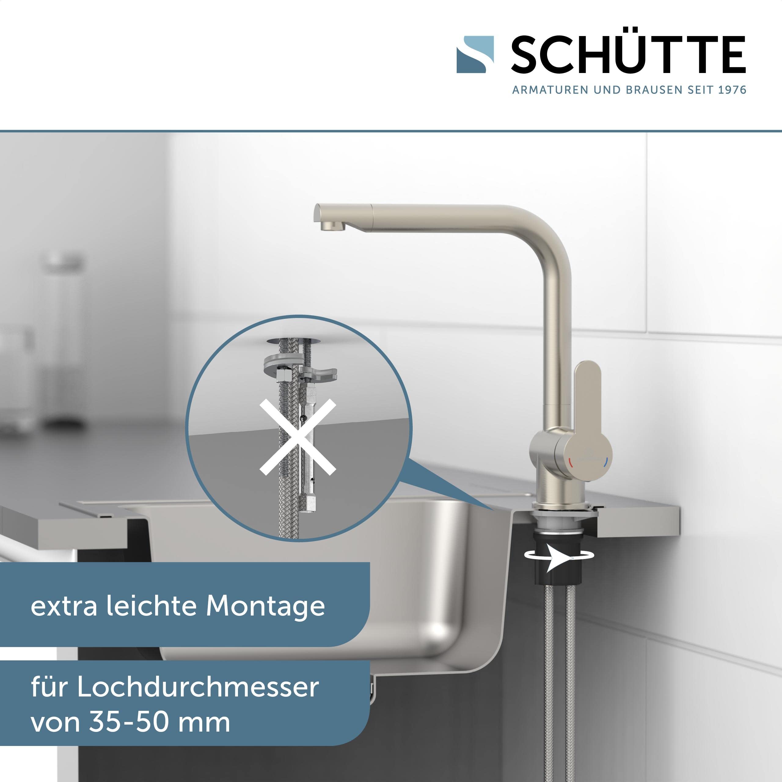 SCHÜTTE 79826 RIO 360° schwenkbare Küchenarmatur, Spültisch Armatur mit hohem Auslauf Küche, Einhebelmischer Einzelspüle Doppelspüle Mischbatterie für die Spüle, Wasserhahn Edelstahloptik