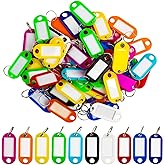 Sukh 60 Pcs Key Ring Tags - Key Tags Plastic Assorted Colours,Identifiers,Name and Labels,Adapt to USB Drive,Pets,Bags Split 