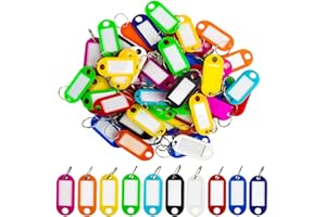 Sukh 60 Pcs Key Ring Tags - Key Tags Plastic Assorted Colours,Identifiers,Name and Labels,Adapt to USB Drive,Pets,Bags Split Ring Window Lucky Line Flexible Colored