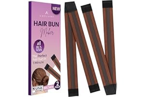 ANDLANE Hair Bun Maker and Accessories for Women and Kids - Easy Clip for Long Hair - French Twist Tool - Sock and Ballet Bun Holder (Brown, Pack of 2