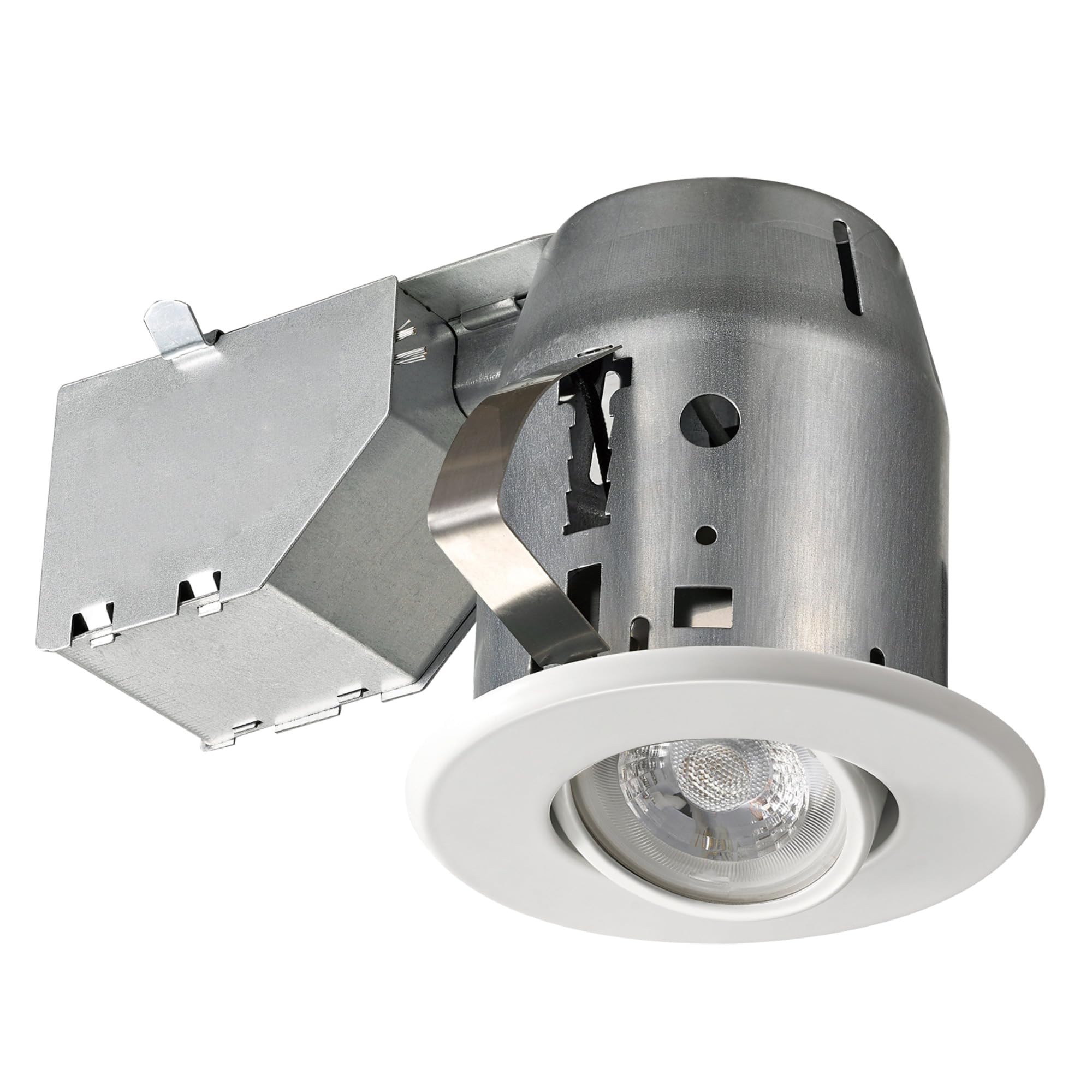 Photo 1 of Globe Electric 90679 3" Swivel Round Trim Recessed Lighting Kit, White, Easy Install Push-N-Click Clips, 3.25" Hole Size, Adjustable Ceiling Light, IC Rated, GU10 Base Bulb Not Included