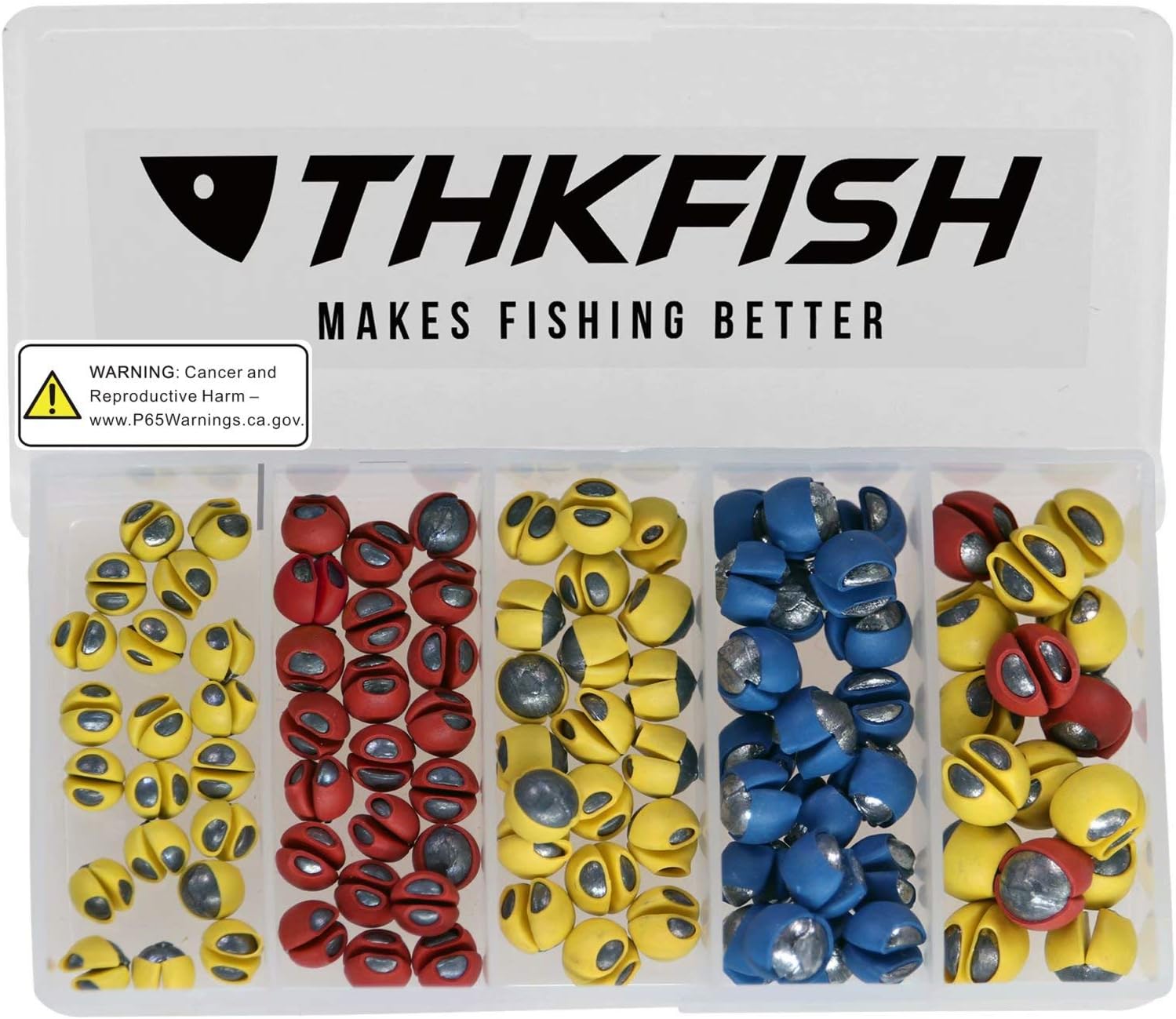 thkfish Fishing Weights Sinkers Split Shot Fishing Weights Removable Rubber Weights B Mixed Five Sizes-80pcs : Sports & Outdoors