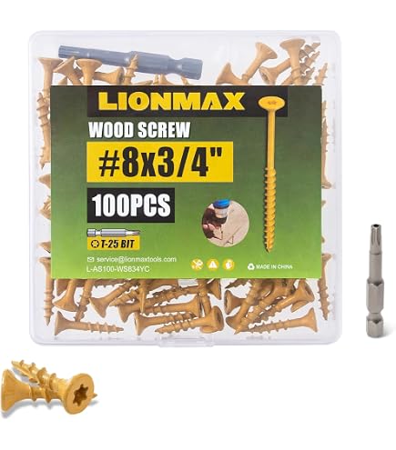 WoodPro TH7X112-1 #7 X 1-1/2" Trim Head Screws – T10 Star Drive, Type-17 Point, PPG E-Coat 1,000-Hour Salt Spray, 245-Piece 1lb Net Weight, With Bit
