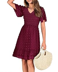 BTFBM Womens V Neck Casual Vacation Dress Short