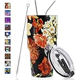 SYACOT 30oz Tumbler Double Wall Stainless Steel Vacuum Insulated Travel Mug with Splash-Proof Lid Metal Straw and Brush