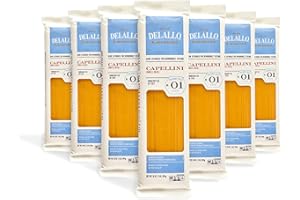 DeLallo Capellini Pasta, Angel Hair Pasta Made in Italy, Made with Only 100% Durum Wheat Semolina Flour, All Natural, Non-GMO, Kosher, Vegan, 1 lb Bag, (7 Pack),