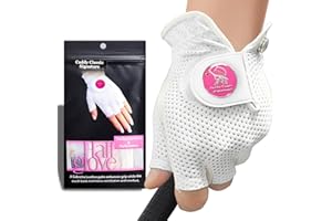 CADDY CLASSIC SIGNATURE Caddy Classic Ladies Golf Glove Women | Half Finger Mesh Design for High Breathability | Premium Leather Construction for Comfortable Fit | Includes Stylish Magnetic Ball Marker