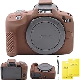 SZHSYJY EOS R50 Case,Soft Silicone Protective Case for Canon EOS R50 Camera | Comes with 2 Screen Protectors and 1 Wrist Strap,EOS R50 Accessories. (Coffee)