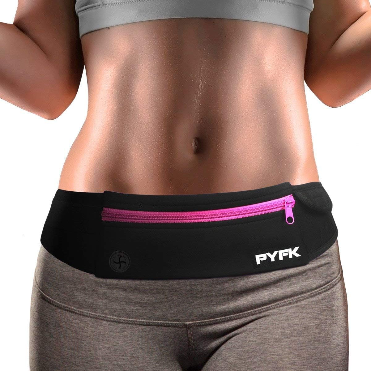 PYFKRunning Belt Waist Pack - Adjustable Fanny Pouch for Runners Hands Free Workout - iPhone 6/7 Plus Hiking Gear Marathon for Men and Women