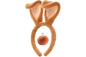 CHEU Easter Bunny Headband and tail with rabbit ears costume (brown)