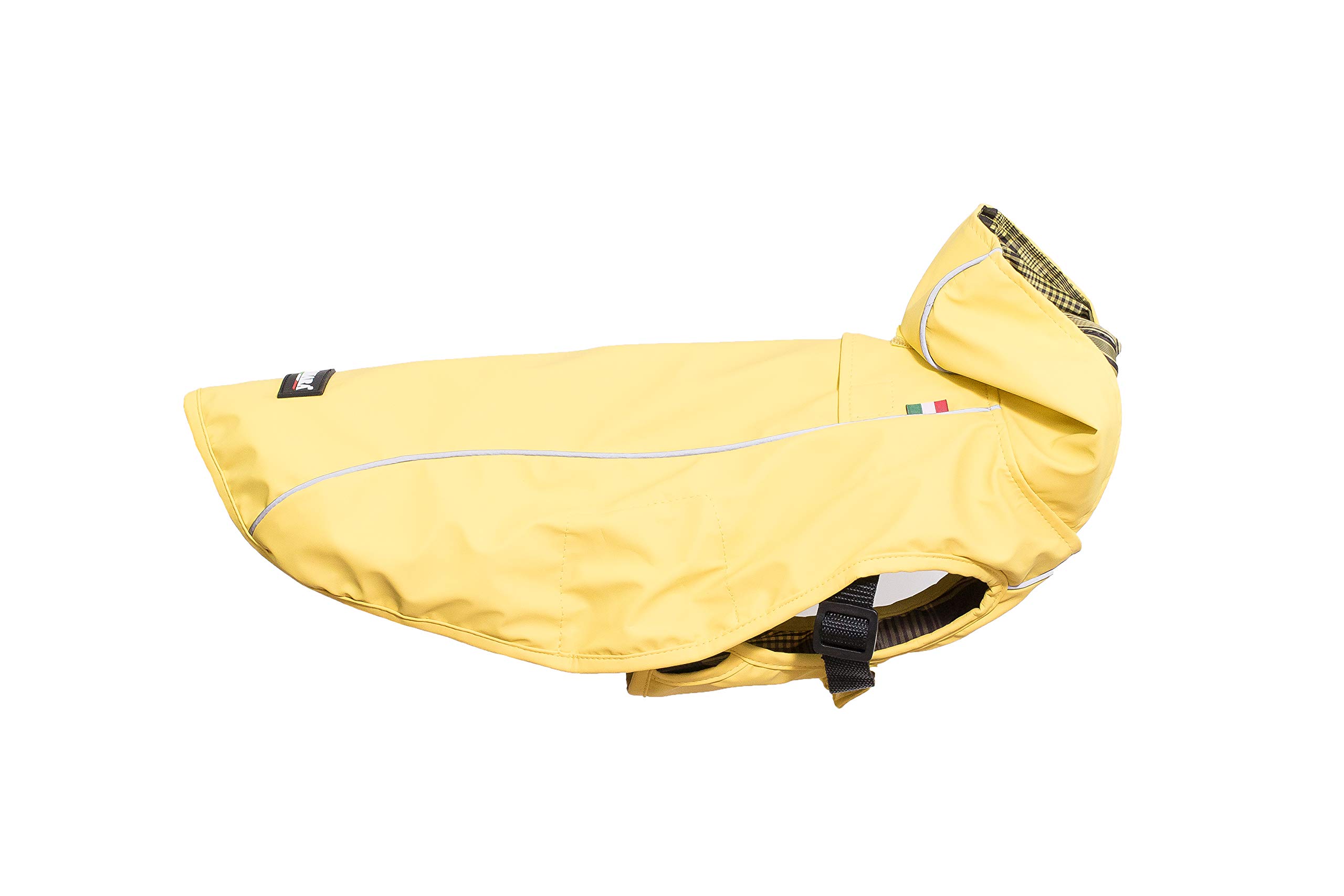 CHIARA Scotty Dog Raincoat 100 Percent Waterproof, Harness Integrated Sports Rain Jacket, Medium, Yellow