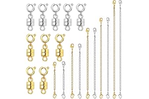Evnlo Necklace Extender and Magnetic Necklace Clasp,Gold and Silver Chain Extenders for Necklaces Bracelet Jewelry