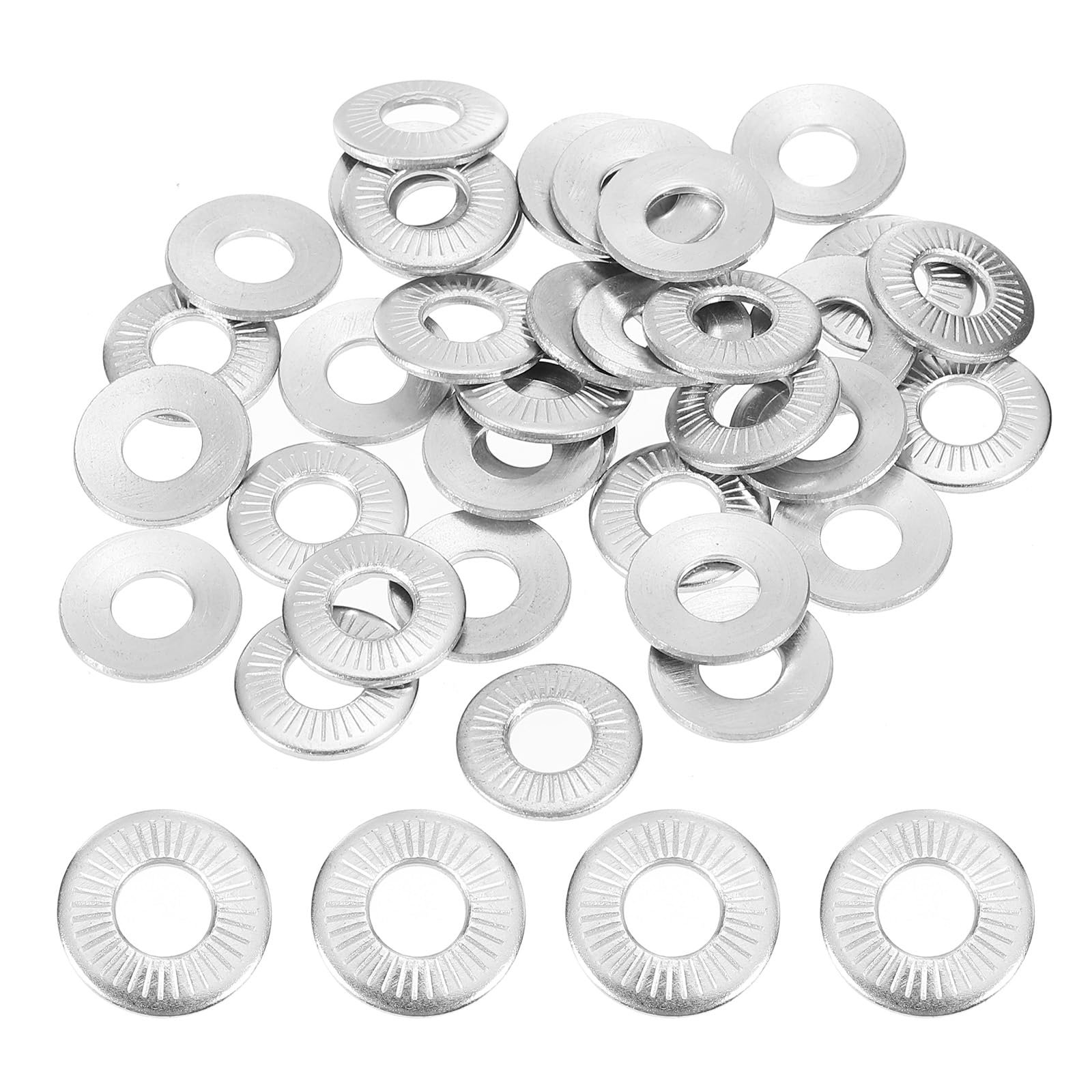 PATIKIL 304 Stainless Steel Flat Washers, 100 Pack M5x12mm Belleville Spring Disc Washer Conical Knurled Metric Gasket for Automotive Industrial Construction