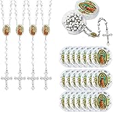 CAYOREPO 48 Pcs Scented Rosary Necklace Set with Gift Box – Wooden Bead Rosary with Crucifix for Women & Men, First Communion, Baptism, Party Favors