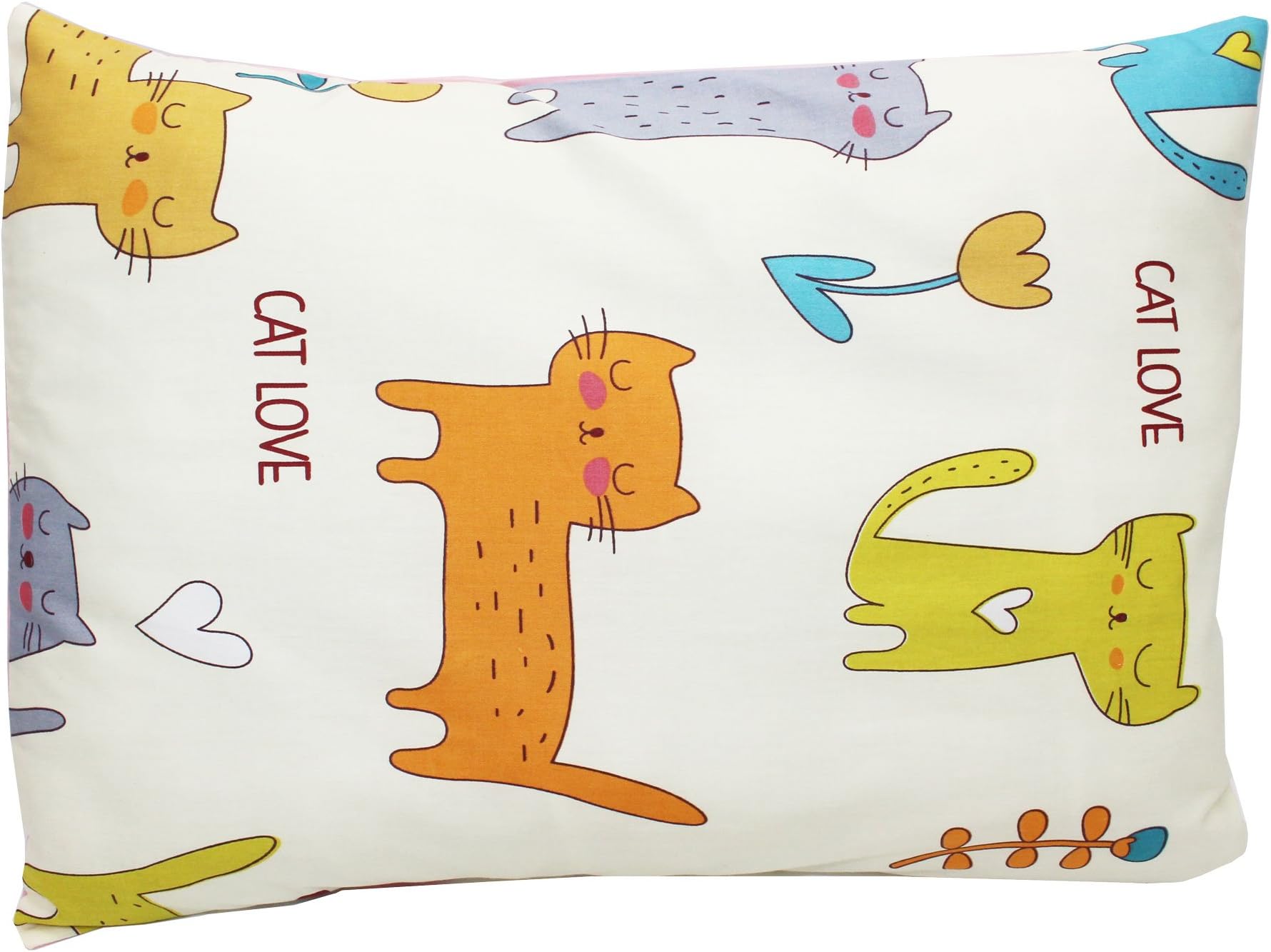 Toddler Pillowcase, 100% Cotton 13x18 Pillow Cases, Baby Pillow Cover 14x19 (Cat)