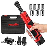 FULLYEA Electric Ratchet Wrench Set, 550 RPM Cordless Ratchet Wrench, 3/8" 18V Power Ratchet Tools with Variable Speed, LED Light, 7 Sockets, 2 Packs 2.0Ah Lithium-Ion Battery and Fast Charger