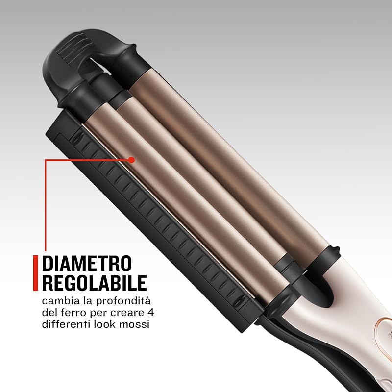 Arricciacapelli Piastra Onde, 4 Tipi Di Onde E Volume Ai Capelli, 5 Temperature, Cilindro Centrale Regolabile, Proluxe Ci91Aw, Rosa