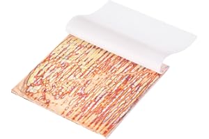 MECCANIXITY 50 Pcs Gold Leaf Sheets 5.5" x 5.5" Imitation Gold Foil Sheets Variegated Booklet with Pattern for Crafts,Picture