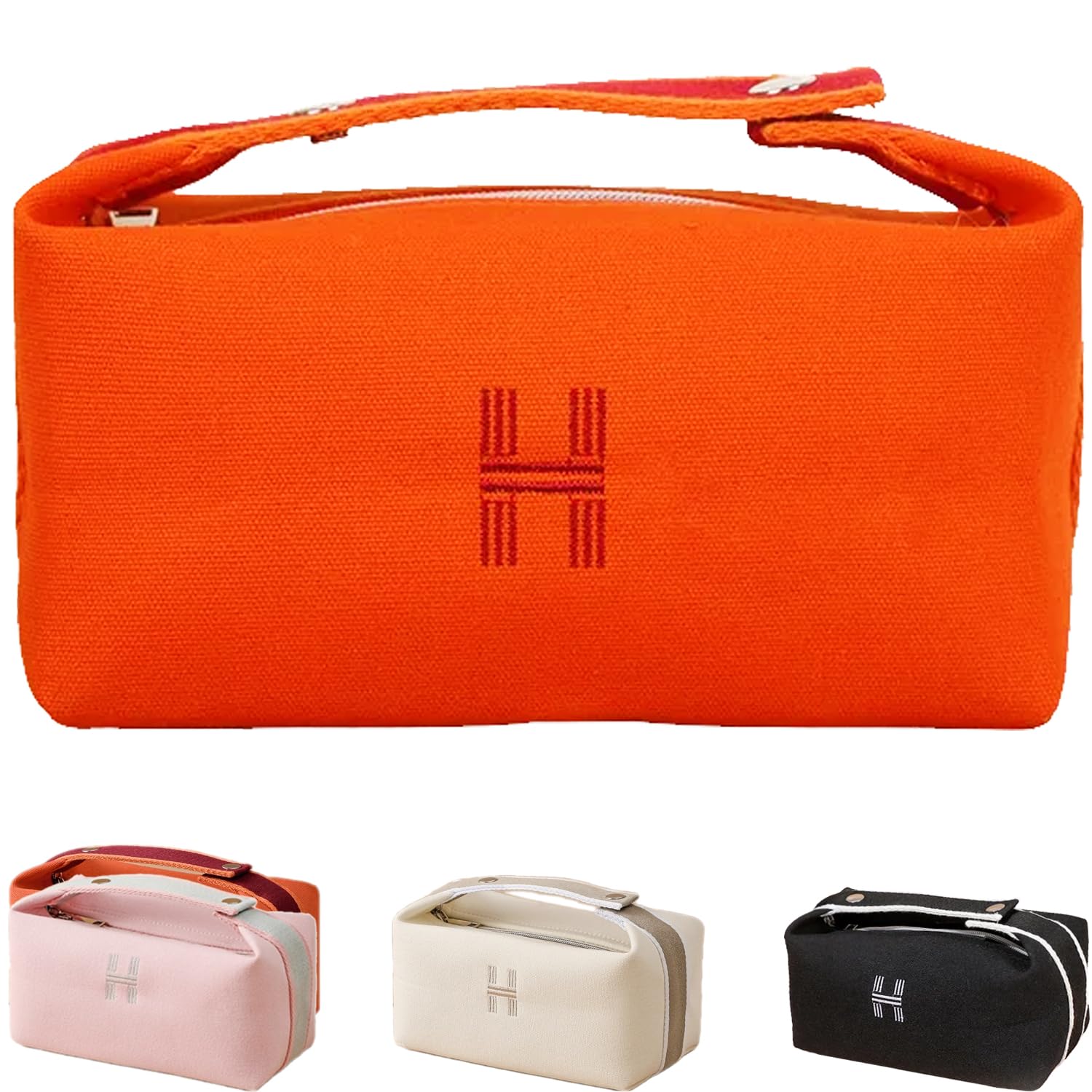 Photo 1 of Fammart Travel Makeup Bag, Waterproof Canvas Cosmetic Bag Make Up Organizer Case for Women, Large Toiletry Bag Skincare Pouch for Toiletries Accessories Brushes
