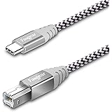 Fasgear 6ft USB C to USB B Cable Nylon Braided Printer Scanner Cord with Metal Connector Compatible with MacBook Pro, AiO, Br