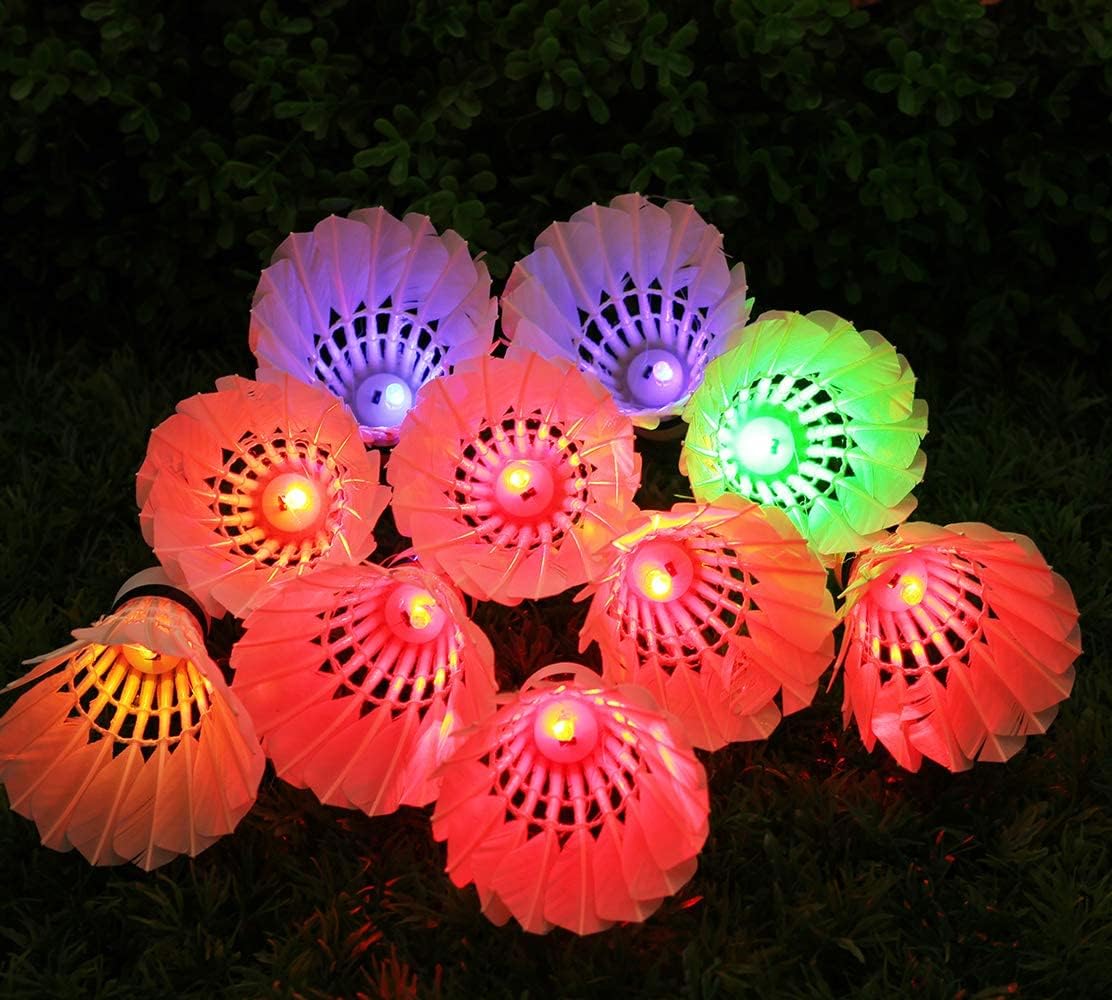 Photo 1 of Inngree LED Badminton, [10 Pack] Colourful Shuttlecock Dark Night Goose Feather Glow Birdies Lighting Outdoor Indoor Sport Activities(10PCS)