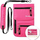 Travel Neck Pouch Hidden Passport Holder Wallet RFID Blocking/Neck Stash For Men Women (Rosy)