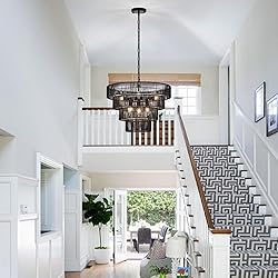 YOMECOO Black Rattan Chandelier Vintage Farmhouse