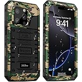 Beasyjoy for iPhone 16 Pro Case Waterproof, Metal Heavy Duty Full Body Protective Case with Built-in Screen Protector, Military Grade Shockproof Dustproof Defender Cover for iPhone 16 Pro 6.3", Camo