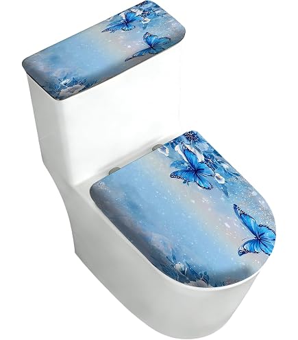 Ensemble Housses De WC Gris Foncé – Abattant Et Réservoir – Bord élastique Universel – Polyester Résistant – Facile à Installer – Pour Salle De Bain Maison Et Hôtel
