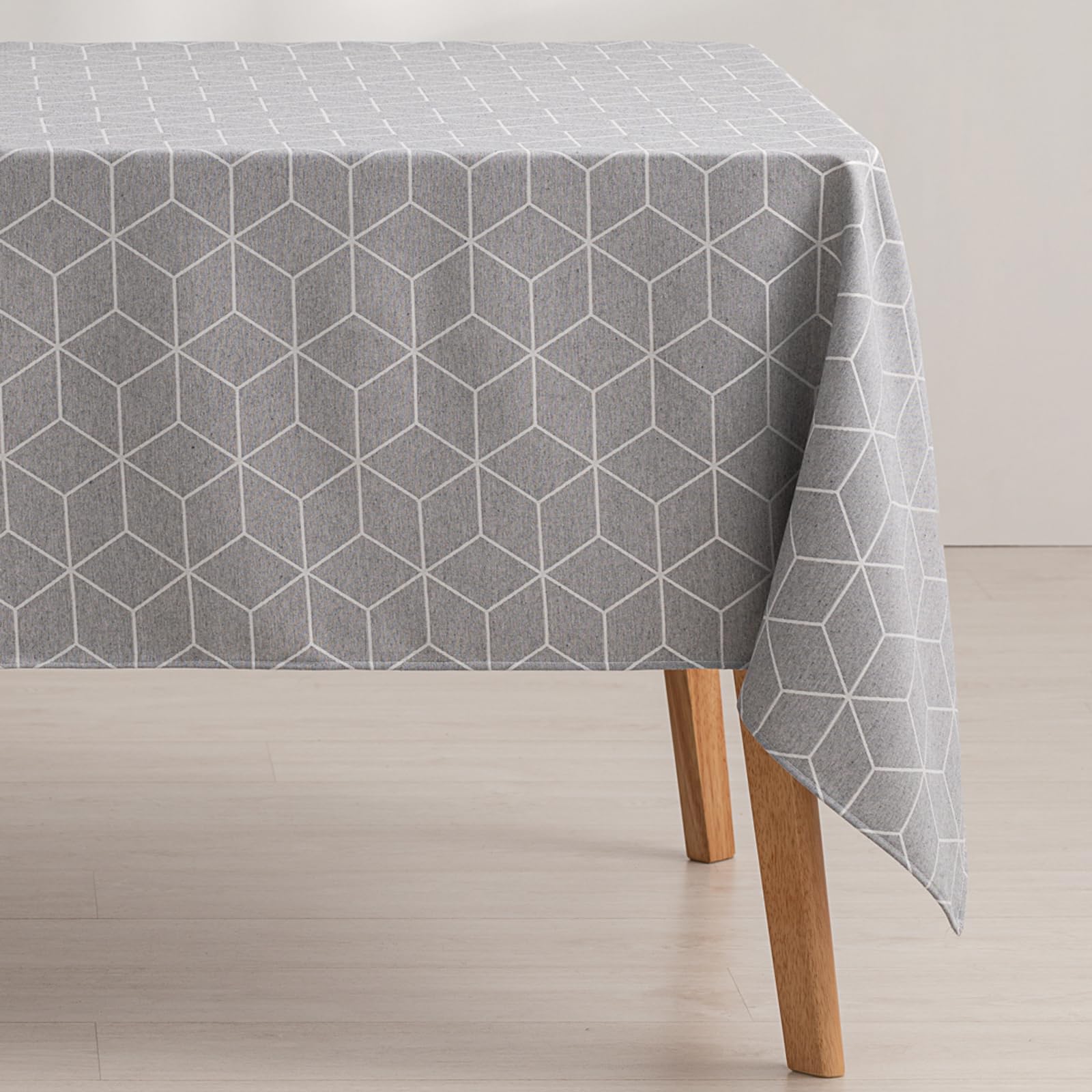 GAMUSI Geometric Stain Resistant Tablecloth, Table Cover, Tablecloths Line Grey 140 x 140 cm — image 1