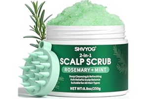 SHVYOG Scalp Scrub, Rosemary Exfoliator Scrub Shampoo with Peppermint & Sea Salt, Anti-Dandruff Detox Clarifying Exfoliator for Build Up, Itchy Scalp, Oily & Dry Hair with Scalp Massager
