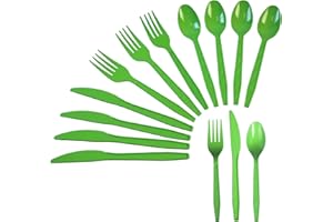 Sveikie 240 Pcs Disposable Green Plastic Silverware Set, Including Green Party Forks, Knives And Spoons 80 Pieces Each, Suita