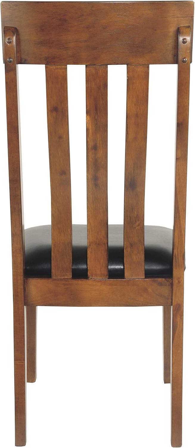 oak benches with backs on Amazon Com Signature Design By Ashley Ralene Rake Back Dining Room Chair Set Of 2 Medium Brown Chairs