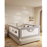 3 Piece Bed Rails for King Size Bed, No-Drill Needed Baby Bed Rail Guard | Thickened Child Safety Side Railing Guards, Height Adjustable Bedrail for Kids, 3-Side for King Bed 74.8&rdquo;x78.7&rdquo;x78.7&rdquo;