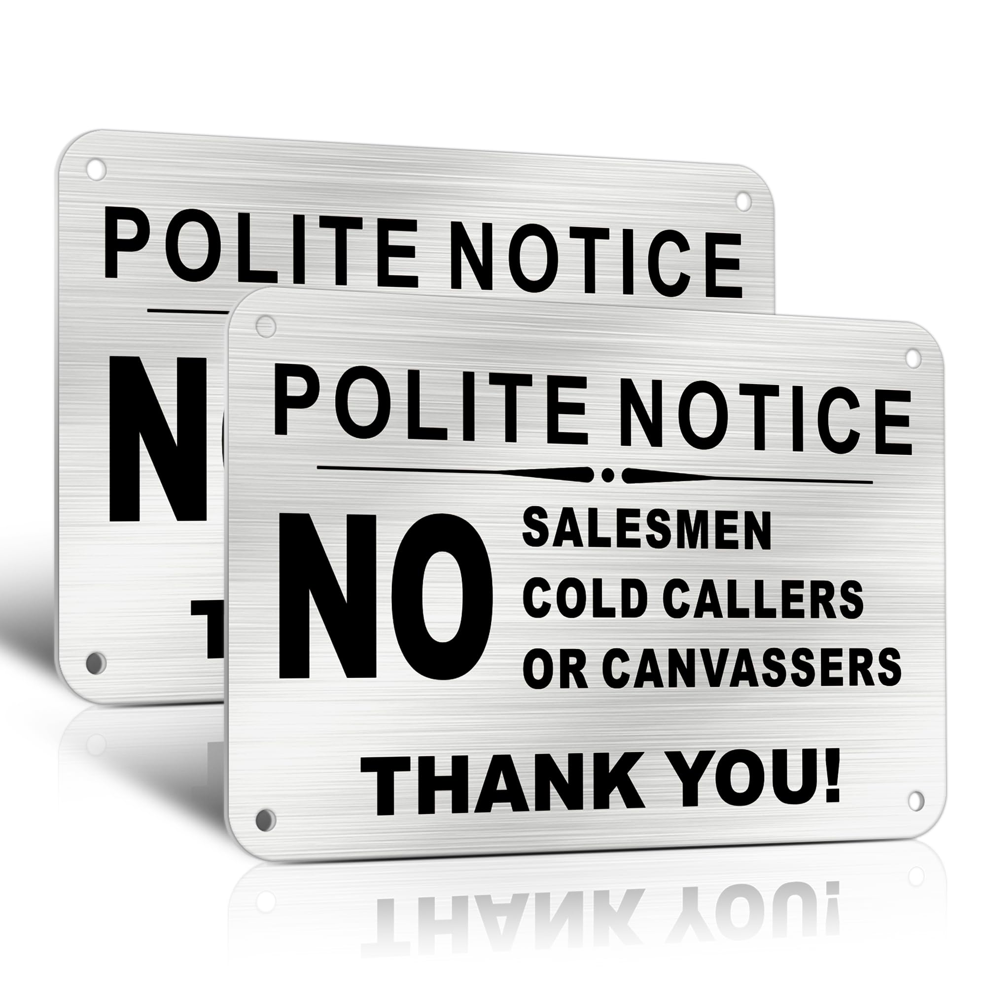 TAKULA No Cold Callers and No Salesmen Sign for Front Door - 15 * 10CM Warning Ring Doorbell Sign - Pack of 2