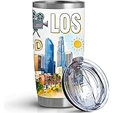 Pininerr City Travel Mug for City Lover,20oz Double Wall Tumbler Vacuum Insulated Stainless Steel Coffee Cups (Los Angeles)